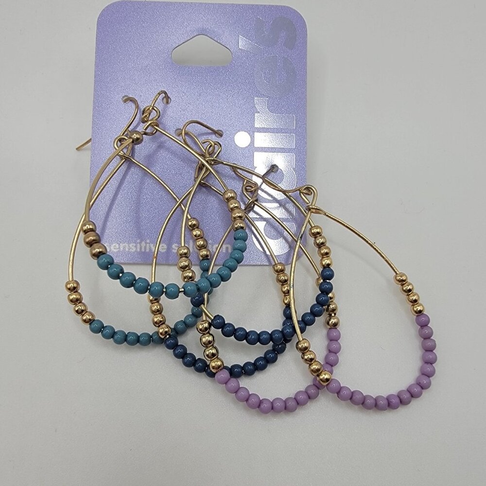 Vintage Y2K 2000s Claires Multicolor Beaded Earrings Dangle Boho NWT